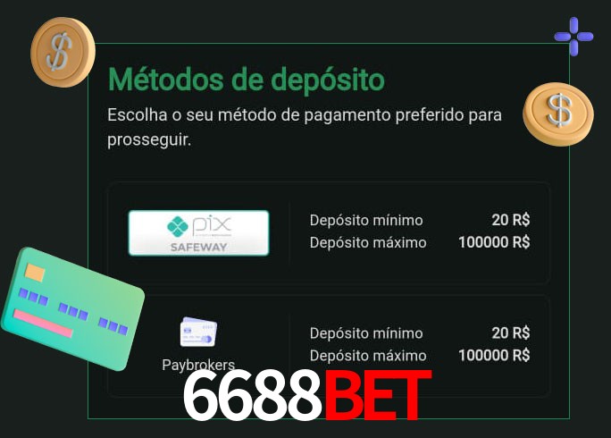 O cassino 6688BET oferece uma grande variedade de métodos de pagamento